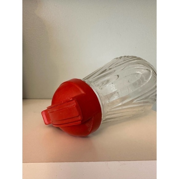 Vintage Federal Tool glass syrup dispenser with red plastic top - Picture 9 of 12